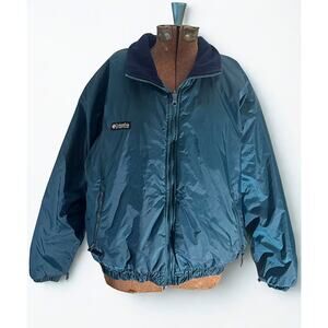 Vintage Columbia Sportswear Nylon Bomber Jacket, Teal Blue, XL, Made in Taiwan